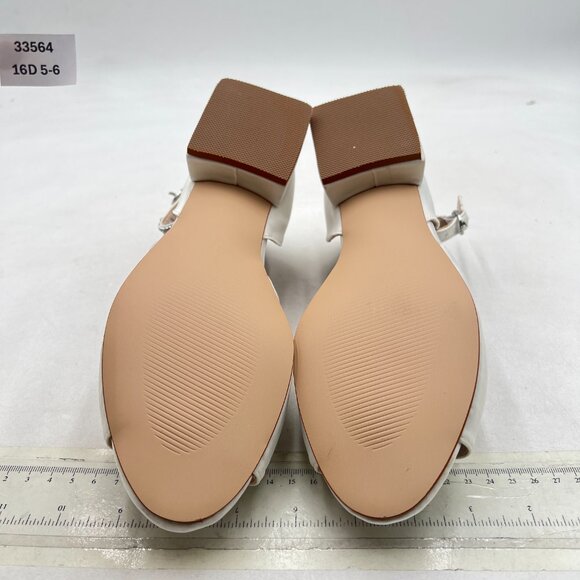 miss left White Rhinestone Open Toe Ankle Strap Buckle Block Low Heel Sandals - Picture 7 of 8